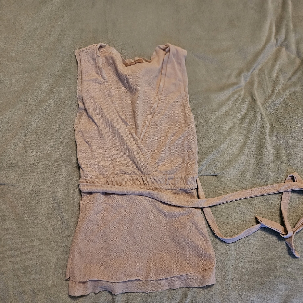 Tan Tie Back Tank Blouse